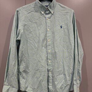 Polo Ralph Lauren Classic Fit Vintage Cotton Check Button Down Shirt in Green L